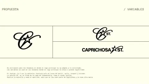 Presentación de Caprichosa: isotipo y variables