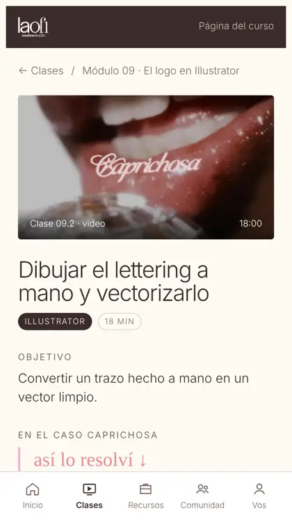 Una clase de Illustrator dentro de la plataforma