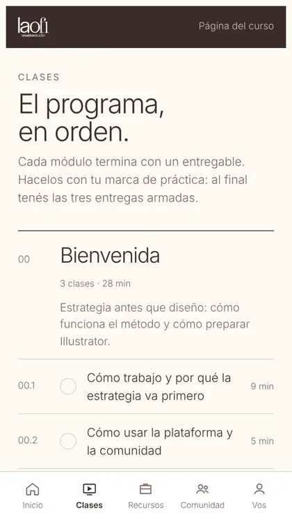 Listado de módulos y clases
